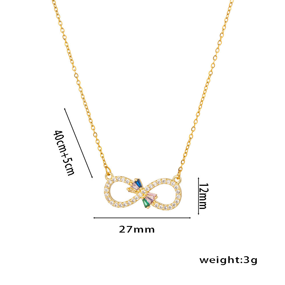 Colar de coração simples e elegante em formato de 8 com zircão, presente versátil para mulheres 