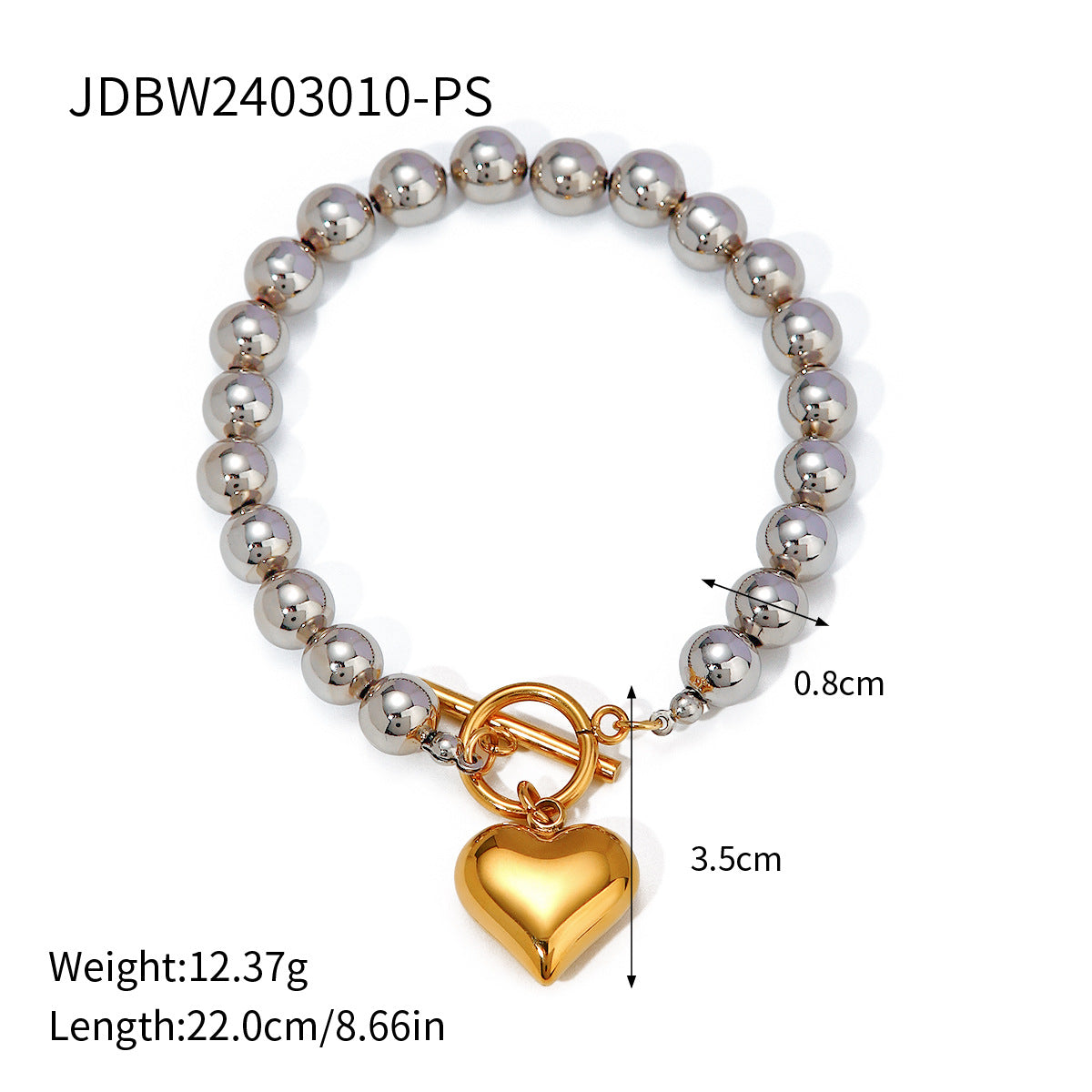 Gold Heart Pendant Bracelet