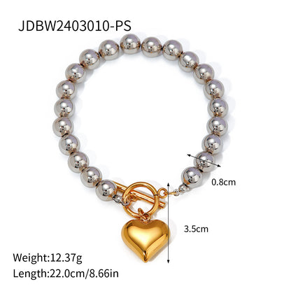 Gold Heart Pendant Bracelet