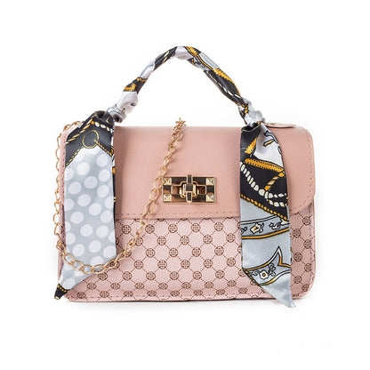 Printed small square bag chain messenger bag