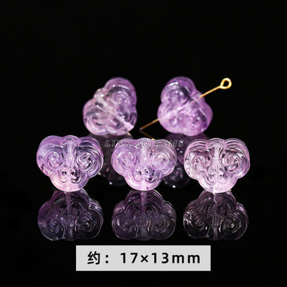 Amethyst engraving Pixiu nine-tailed fox single loose bead