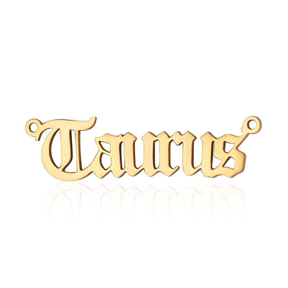 5 pcs/pack twelve constellations English letter titanium steel pendant
