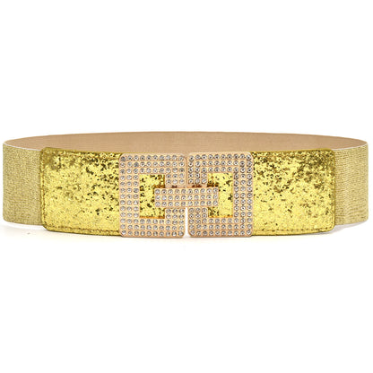 Full diamond elastic wide belt
