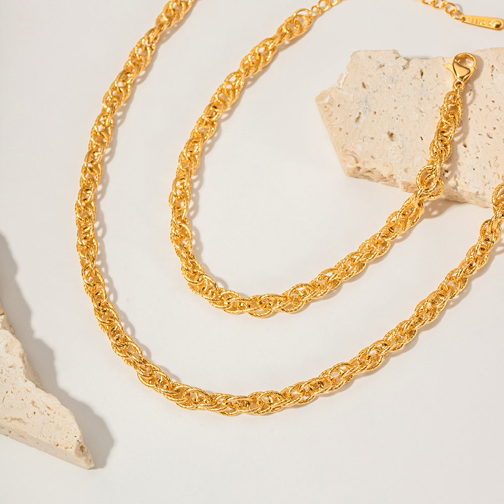 Double loop braided chain bracelet