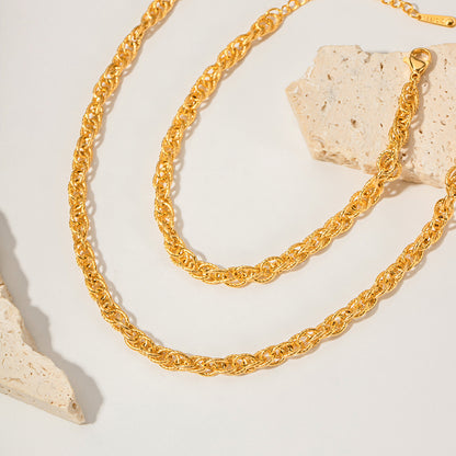 Double loop braided chain bracelet