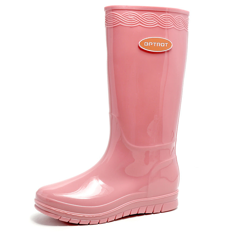 Rain boots women's fashion tall tube non-slip