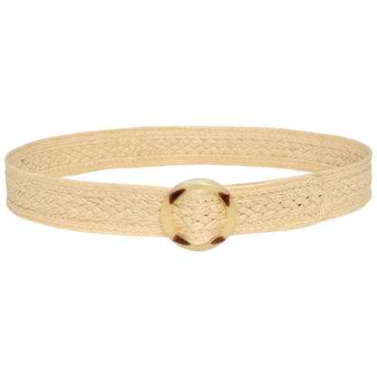 Round Buckle Braided Belt Women's Round Square Buckle