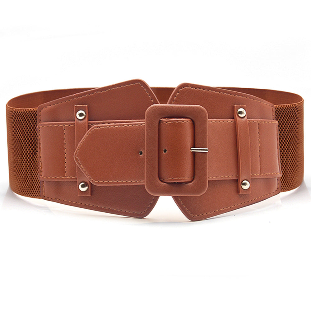 Belt PU leather pin buckle waist wide belt