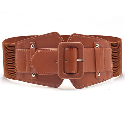 Belt PU leather pin buckle waist wide belt