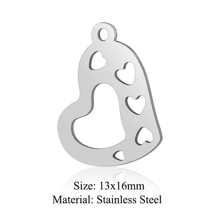 5 pcs/pack, love electrocardiogram, titanium steel pendant, peach heart DIY.