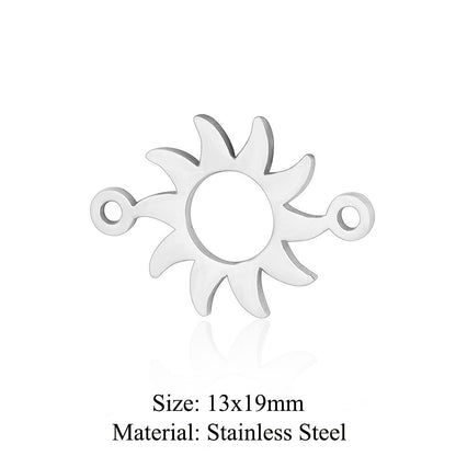 5 pcs/bag sun round face titanium steel pendant