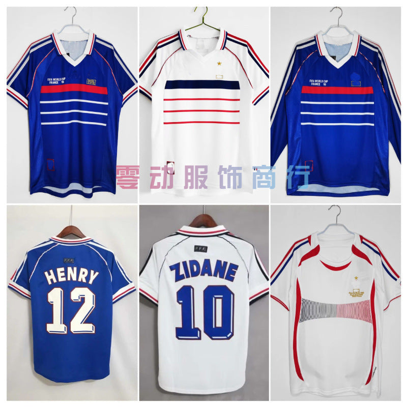 82-06 France Home Away Zidane Henry Retro Long Short Sleeve Mbapp¨¦ Jersey