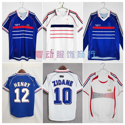 82-06 France Home Away Zidane Henry Retro Long Short Sleeve Mbapp¨¦ Jersey