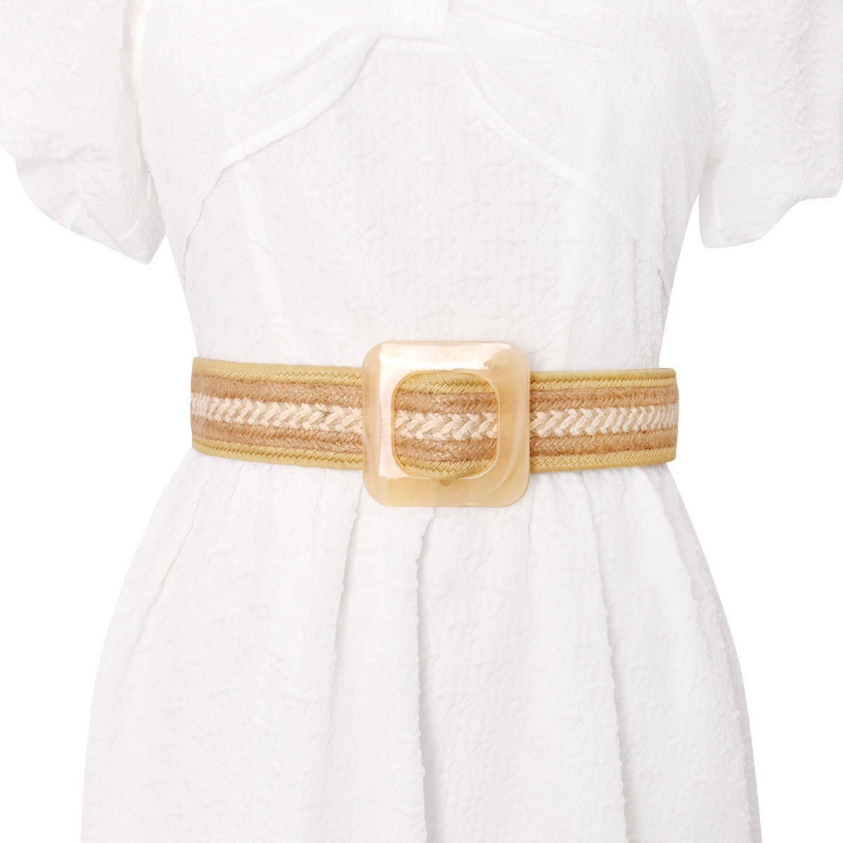 Grass braided women's belt elastic