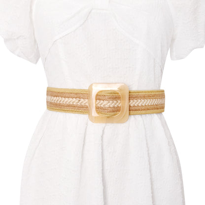 Grass braided women's belt elastic