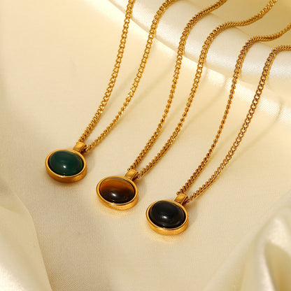 Collar vintage de piedra natural ovalada 
