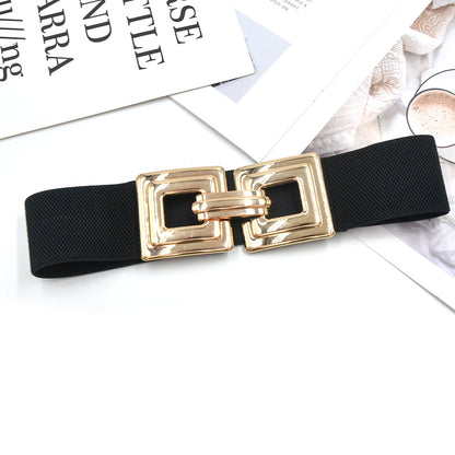Geometric gold metal belt