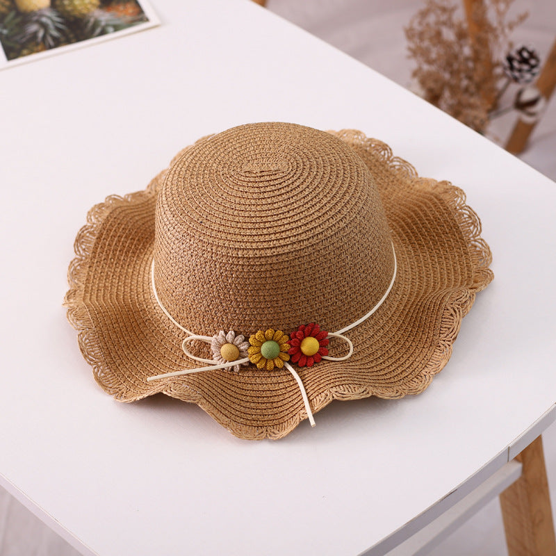 Floral Family Straw Hat Bag Set Summer Outdoor Fresh Beach Sun