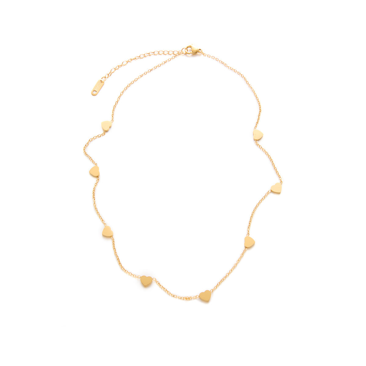 8 small hearts 18K gold necklace