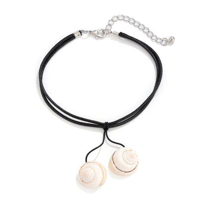 Vacation conch shell fringed necklace