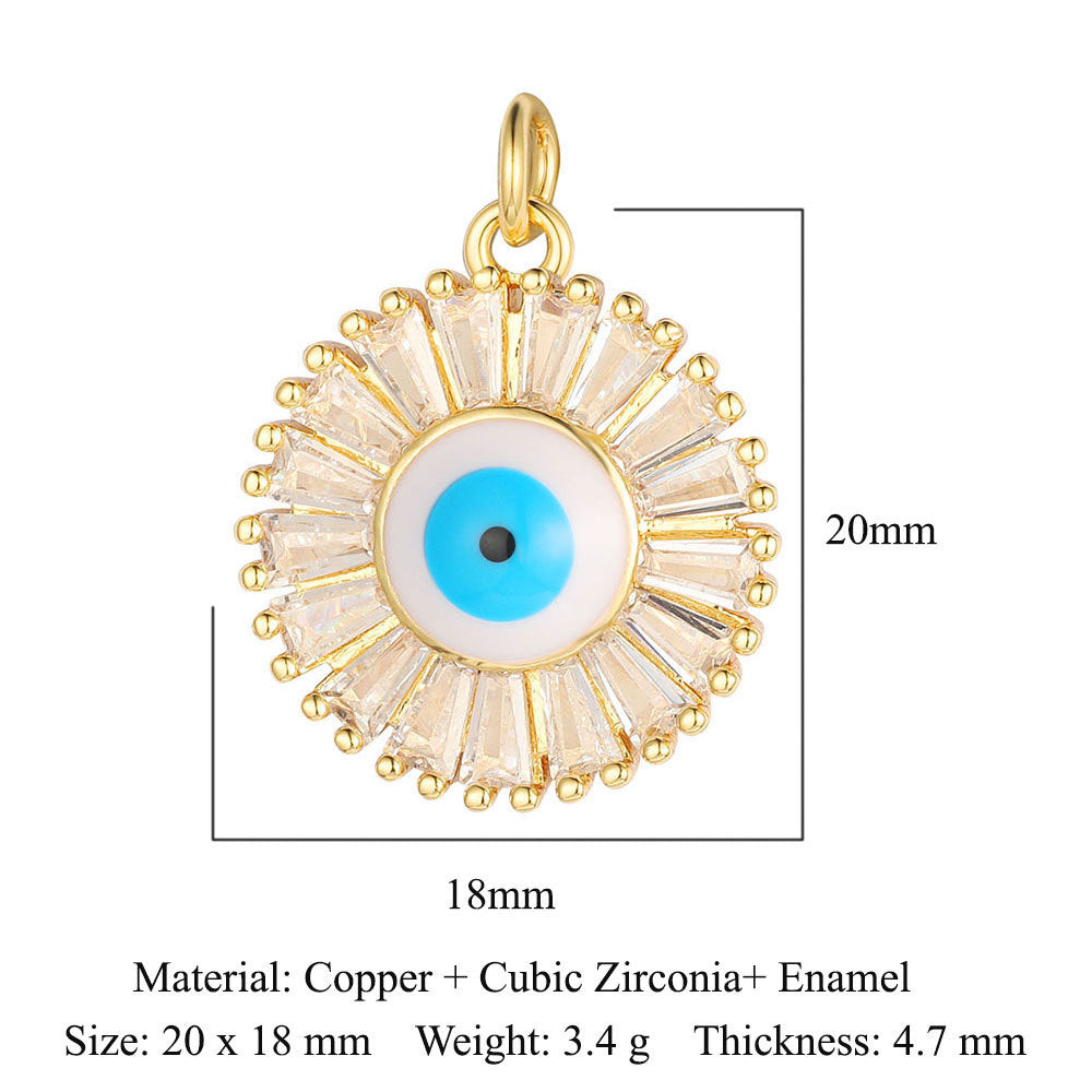 Devil's Eye Copper Zircon DIY Jewelry Pendant