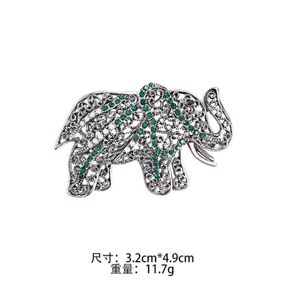 Enamel Oil Drop Diamond Elephant Brooch