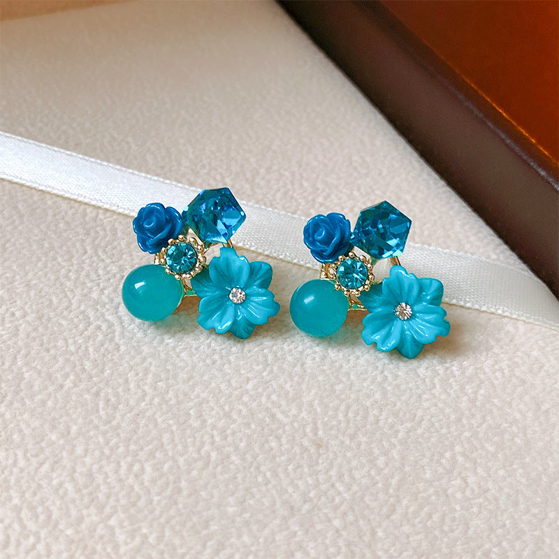 Pendientes de flores de cristal morado 
