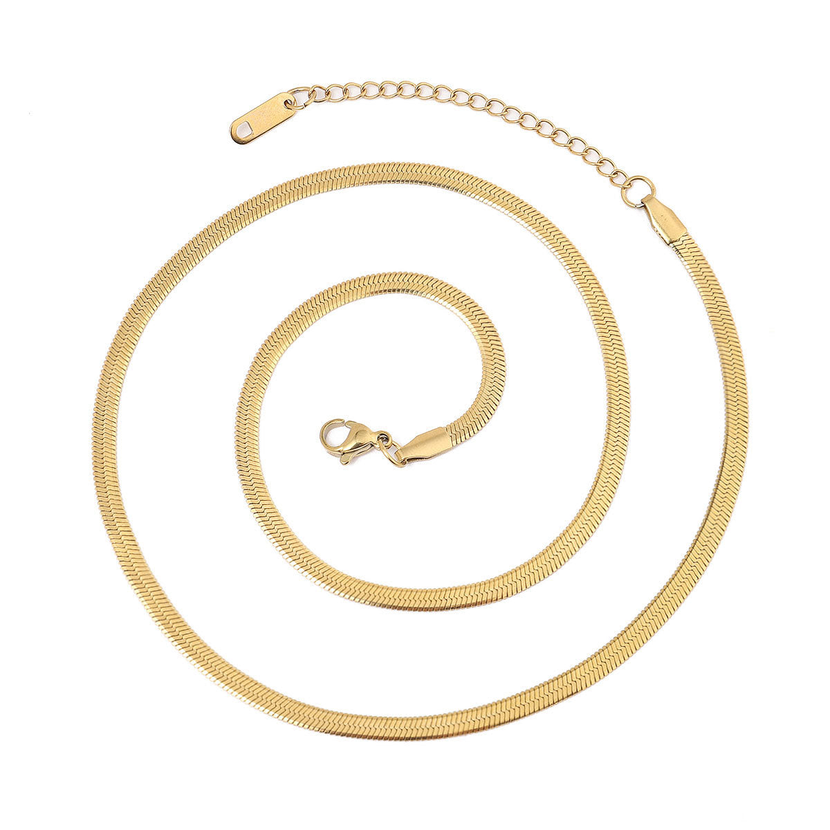 Paquete de 100 cadenas de acero de titanio de 3 mm y oro de 18 quilates, 45 + 5 cm 