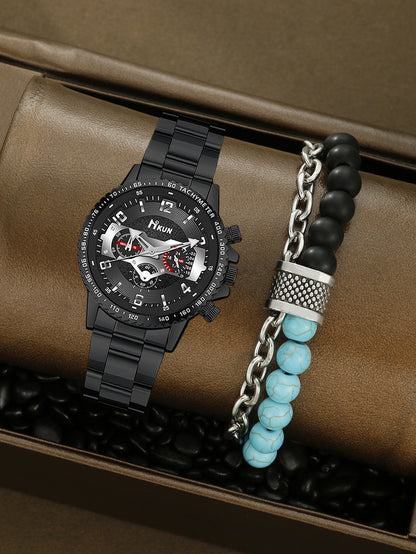 Men's Watch Punk Woven Bracelet Set