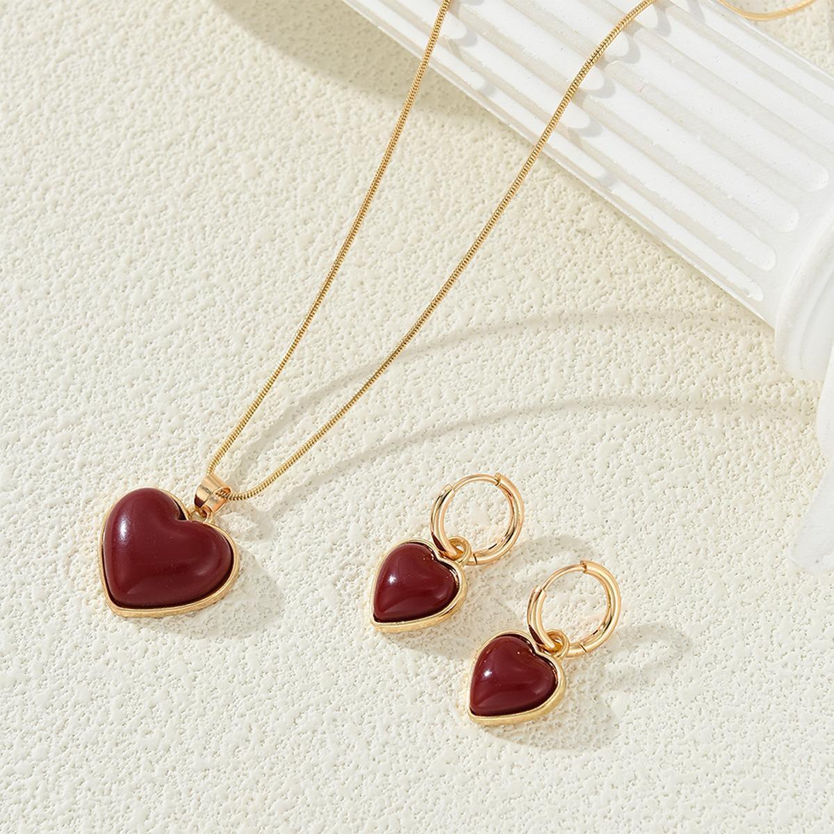 Red Love Heart Jewelry Set