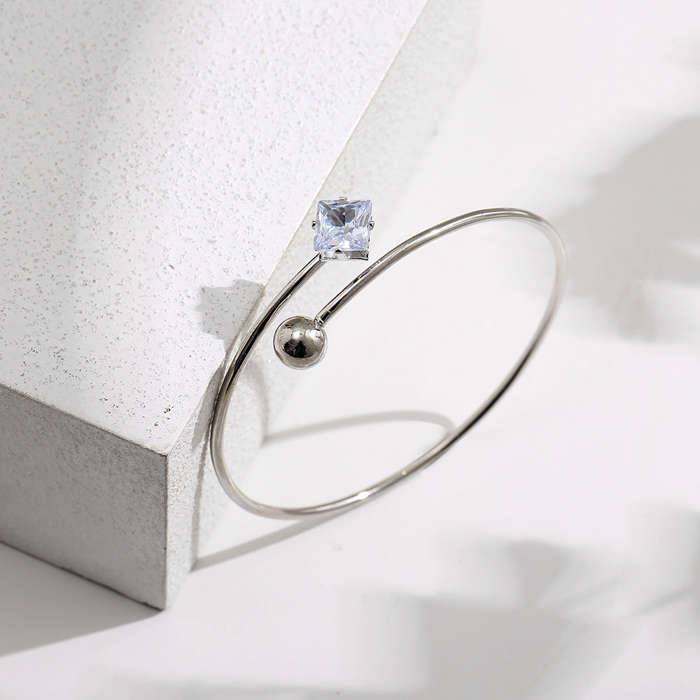 Diamond Square Open Bracelet