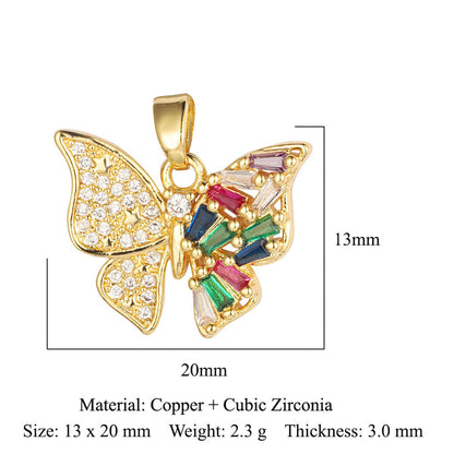 Fly color zirconium copper micro-inlaid necklace pendant