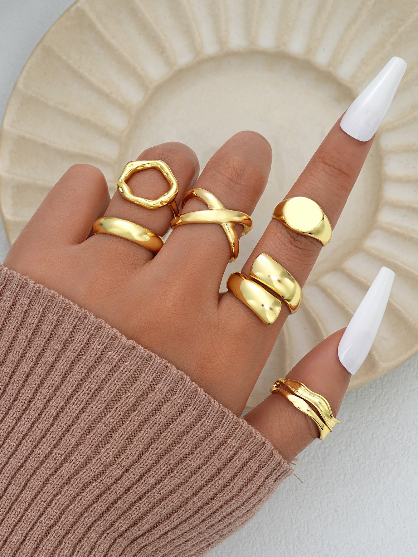 Geometric Ball Open Ring Set