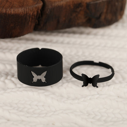 Punk style couple ring set