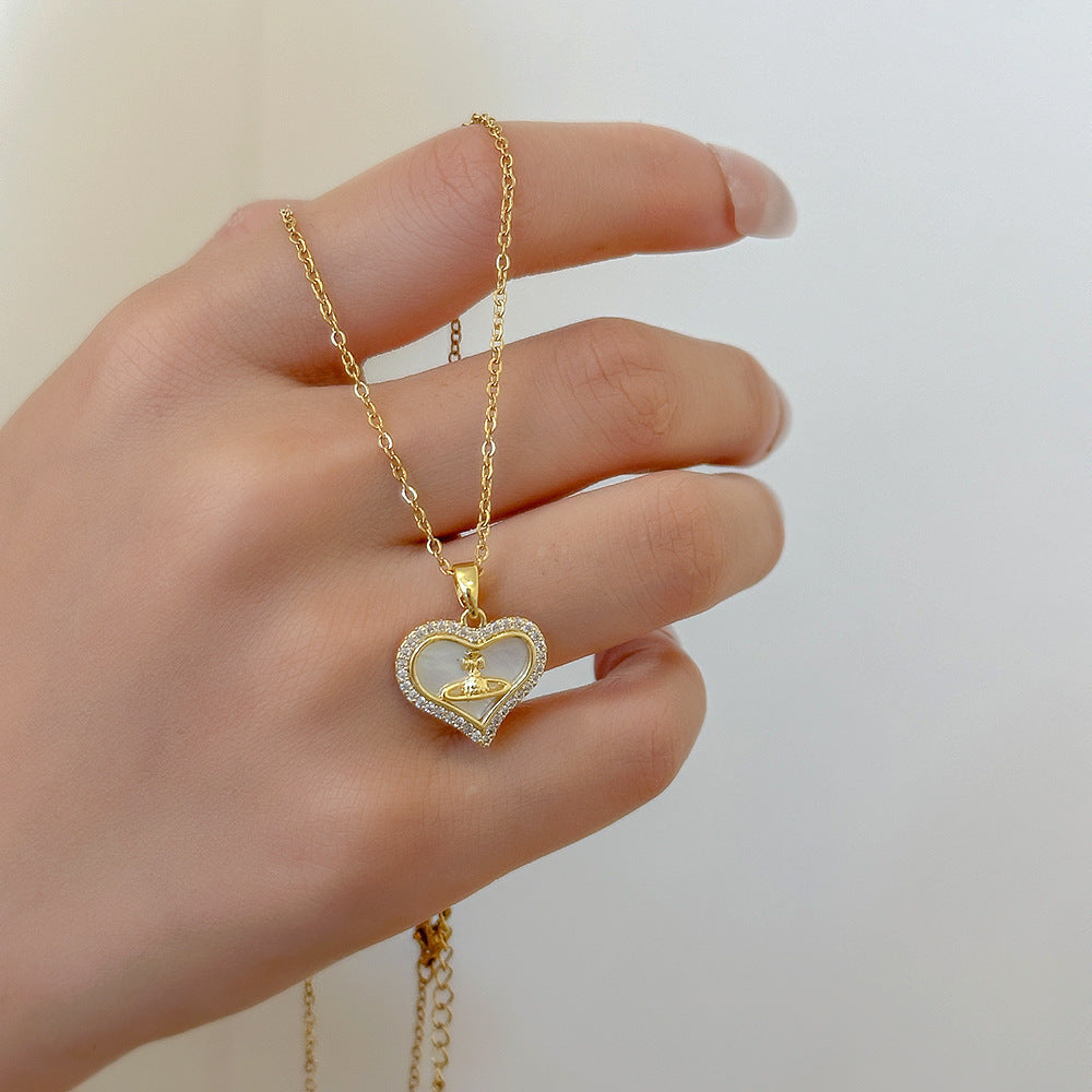 Women's Gold-Plated Titanium Steel Zircon Fringe Collarbone Necklace