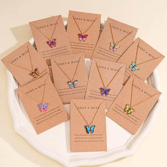 Gold Drip Butterfly Necklace Set (10-Piece)
