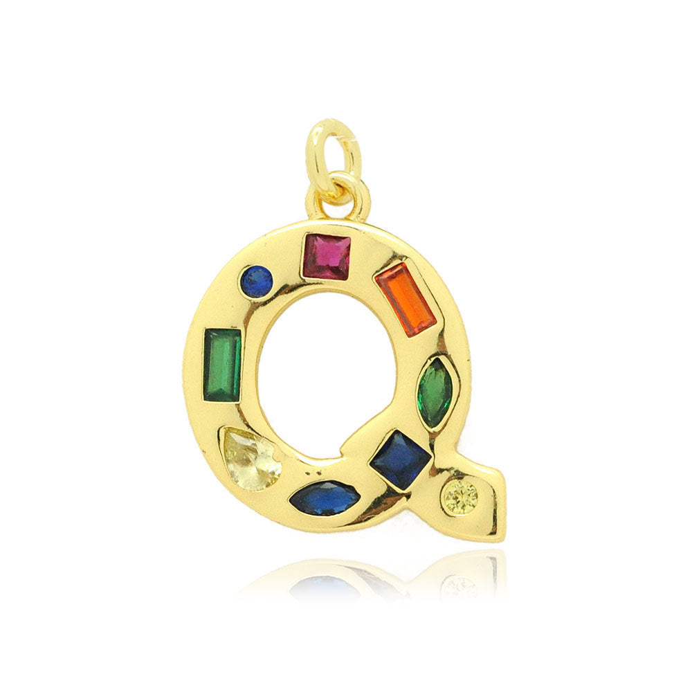 26 English letters copper zircon pendant