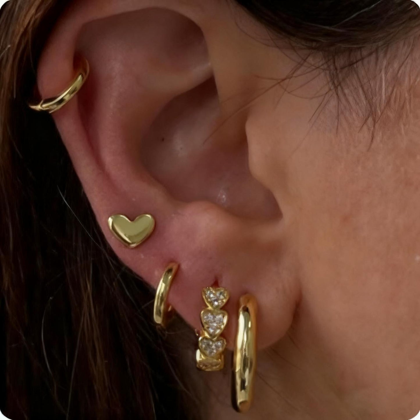 Zircon Love Stud Earring Set