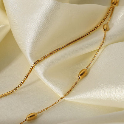Oval Bead Double Necklace