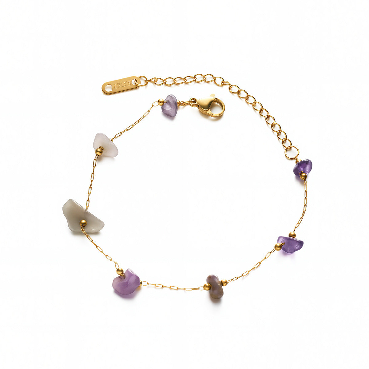 Women's 18K Gold-Plated Amethyst Natural Stone Bracelet — Ethnic Style