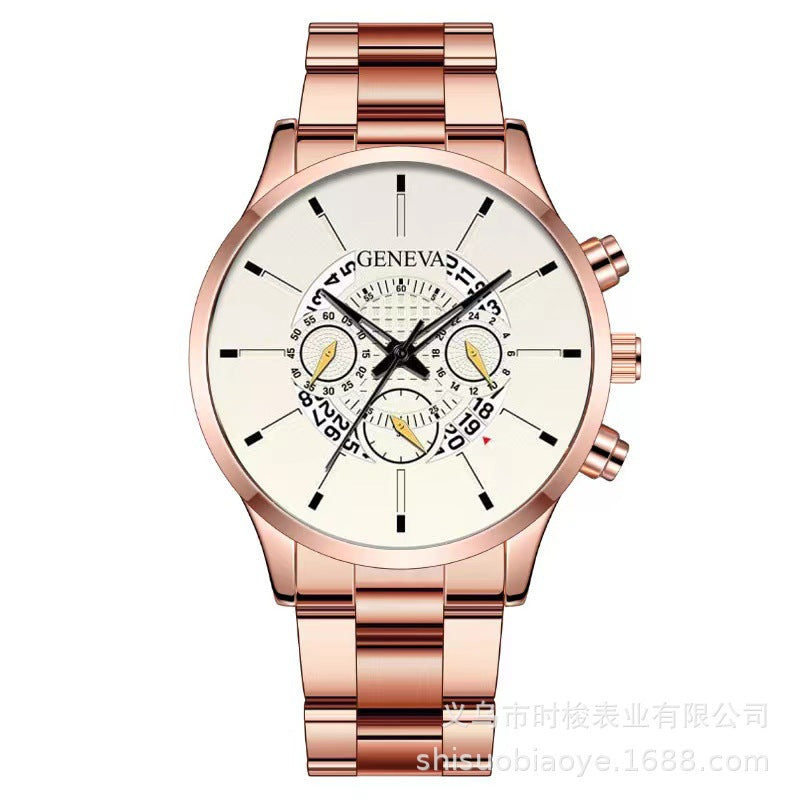 Geneva Three-Eye Mens Watch Steel Band Business