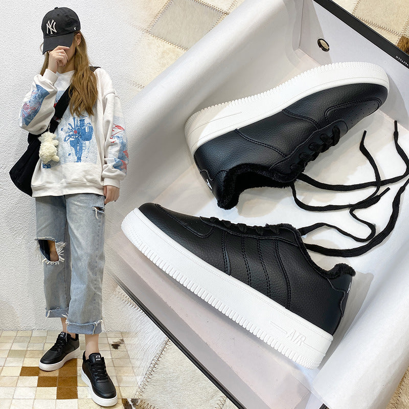 Black and white casual thick-soled women's shoes