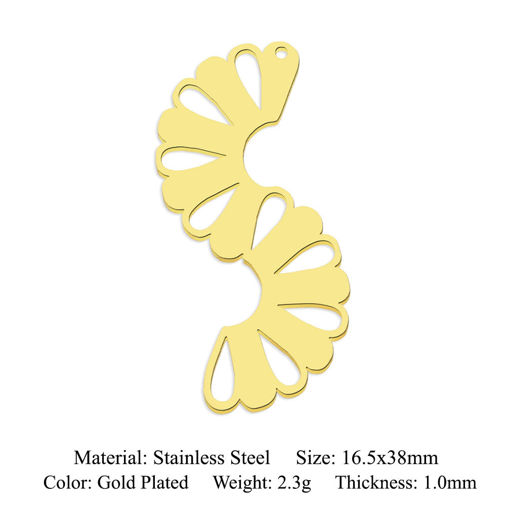 5 pcs/pack geometric square titanium steel pendant ginkgo biloba DIY