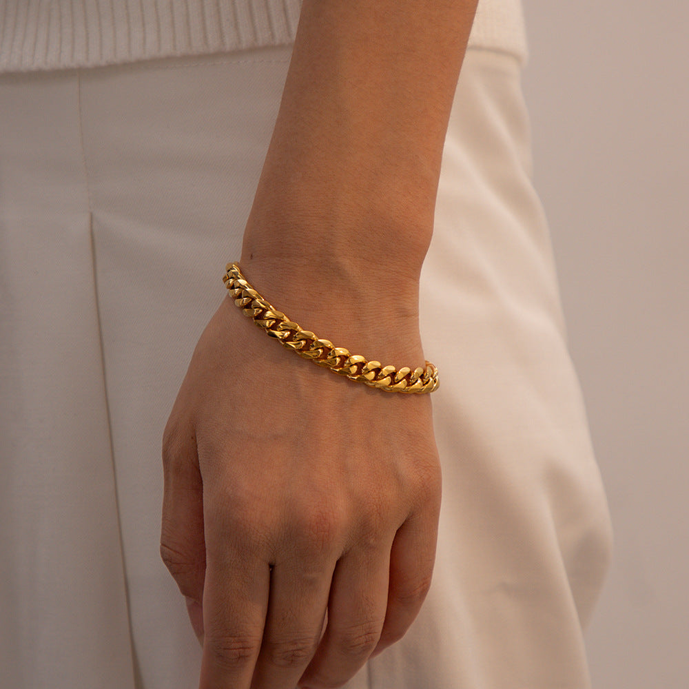 Collar y pulsera con colgante de cadena cubana 