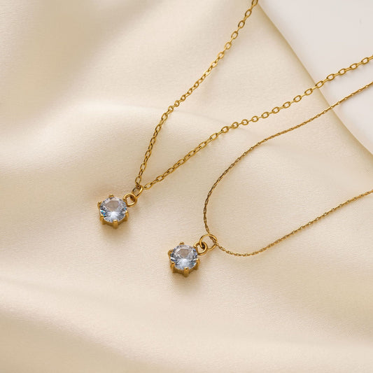 Titanium Steel Single Diamond Necklace