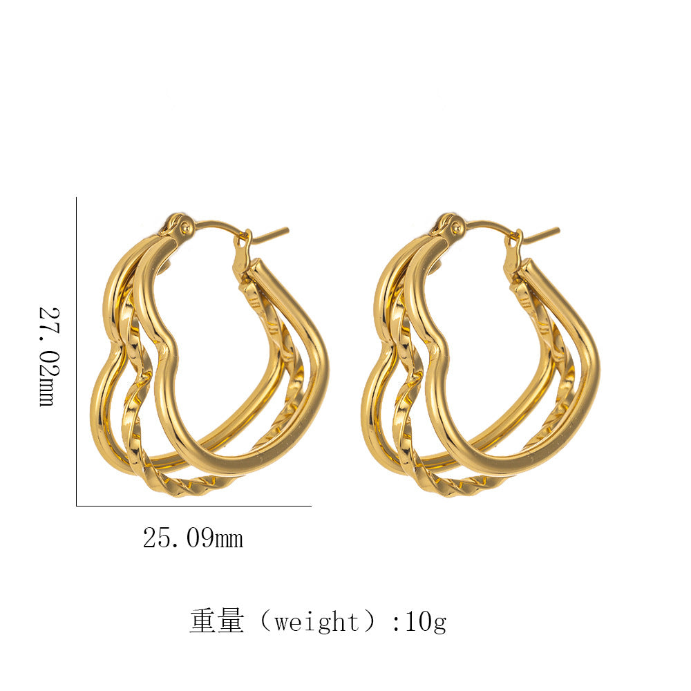 18K Gold Titanium Steel Twisted Spiral Earrings