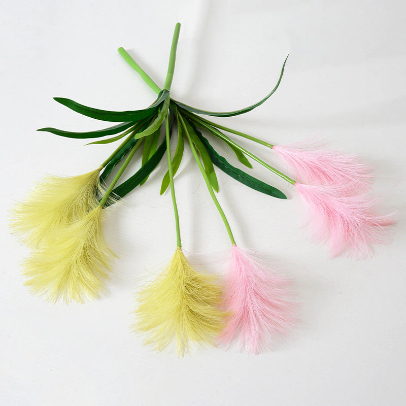 Simulación de 3 flores de pasto de caña. 