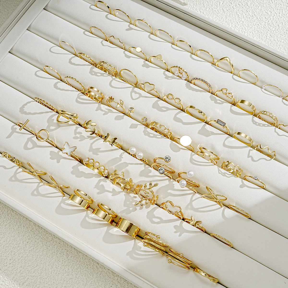 Butterfly Love Pearl Ring Set (68-Piece)