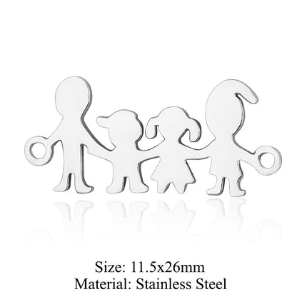 5 pcs/titanium steel jewelry pendant family baby feet