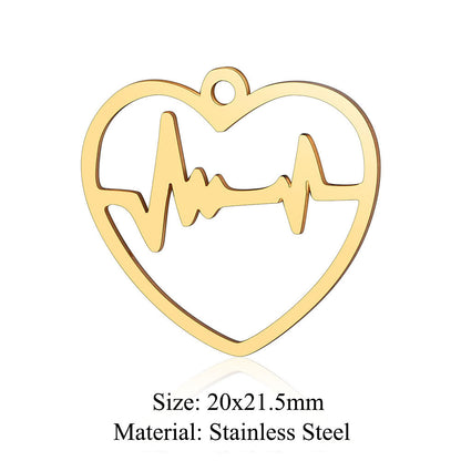 5 pcs/bag bead titanium steel love pendant